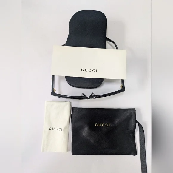 Gucci Women Square Sunglasses GG0800SA 001 Black/Grey Lens 56mm Authentic - Picture 8 of 10